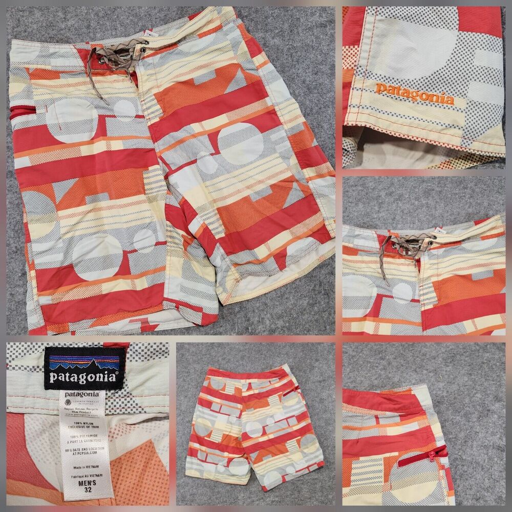 Patagonia Mens 32 Wavefarer Baggies Swim Trunks Board Swim Shorts Geometric RARE